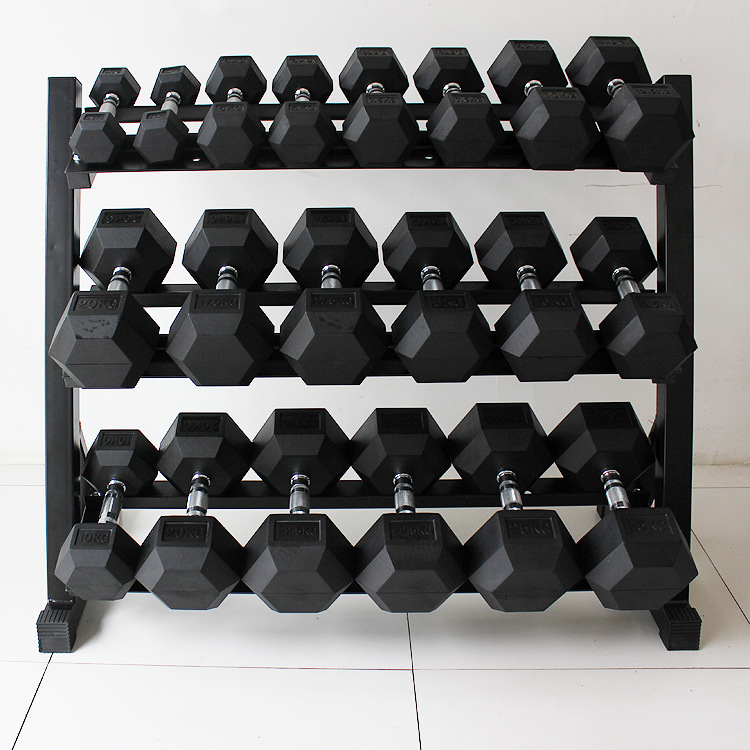 Spot Gym Equipment Weight Lifting Rubber Coated Dumbbell rack set