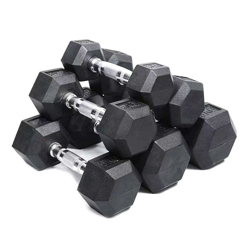 Hex Rubber Coated Dumbbells 1-50kg Hexagonal Dumbbells Gym Fitness Equipment