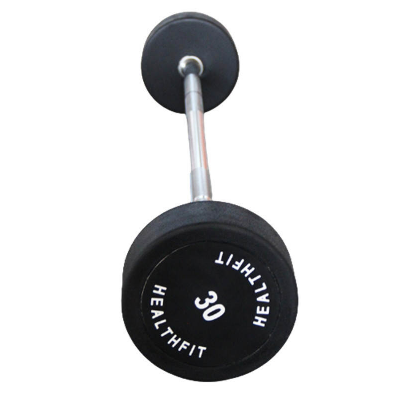 Hot selling gym Fitness accessories rubber fixed barbell weight fixed straight EZ curl rubber barbell set