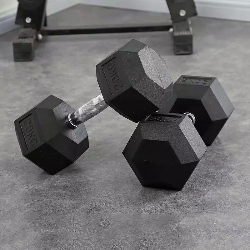 Wholesale Rubber Coated Dumbbell Black Rubber Dumbbells Gym Use 10kg 40kg 50kg Weight Rack Multifunctional Dumbbell Set In Stock