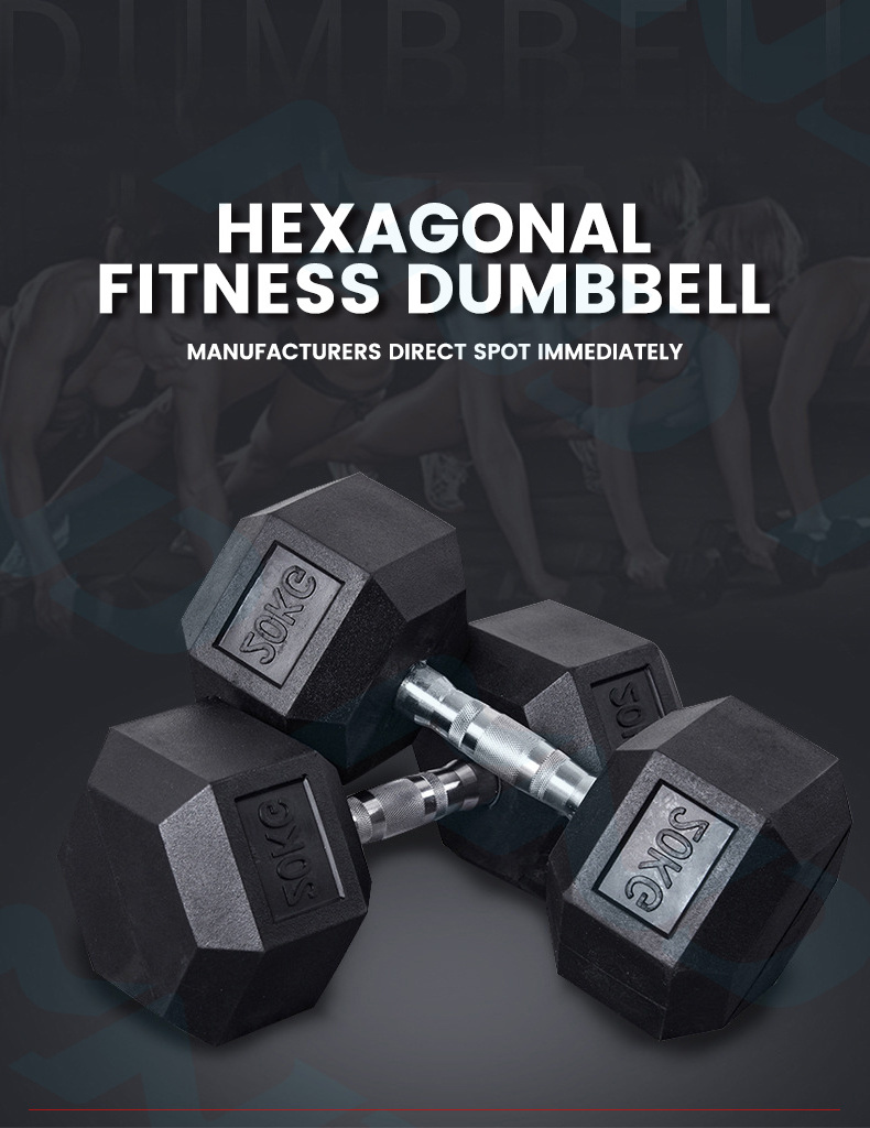 Wholesale Rubber Coated Dumbbell Black Rubber Dumbbells Gym Use 10kg 40kg 50kg Weight Rack Multifunctional Dumbbell Set In Stock