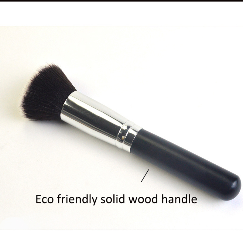 High quality black big wooden handle flat top kabuki makeupbrush make up brushes