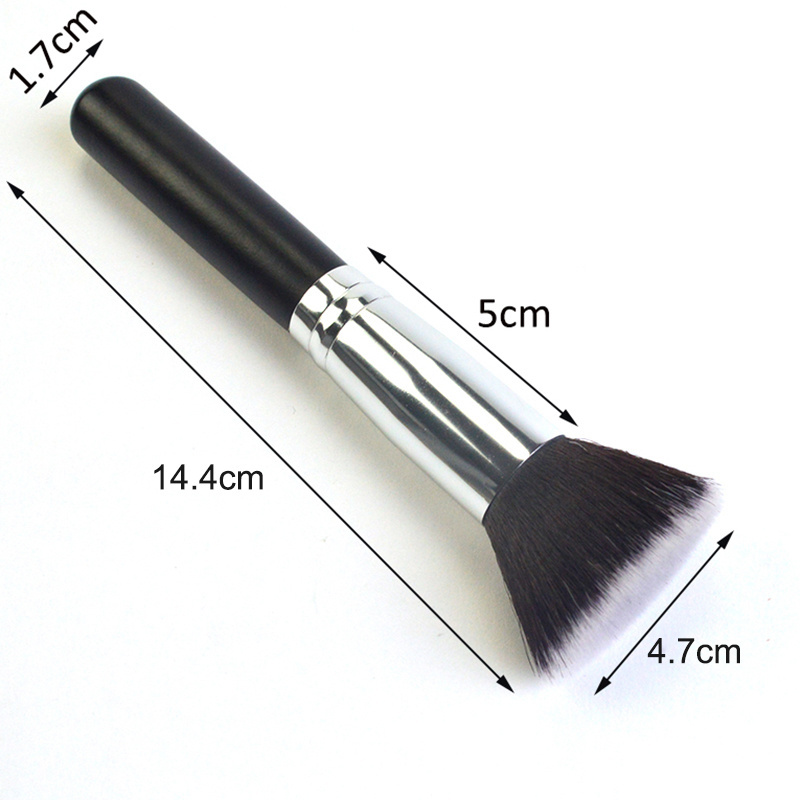 High quality black big wooden handle flat top kabuki makeupbrush make up brushes