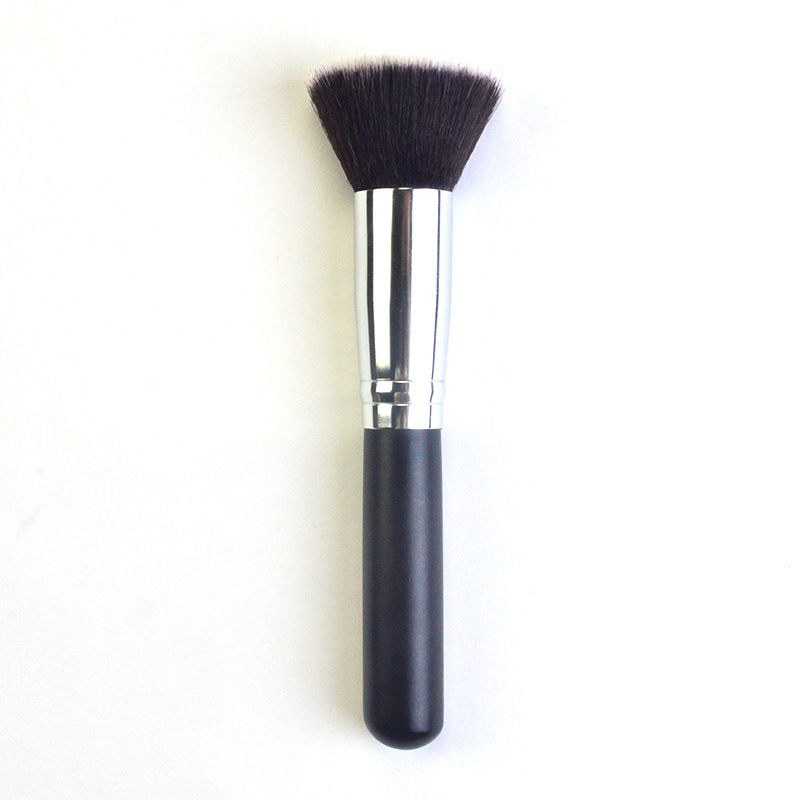 High quality black big wooden handle flat top kabuki makeupbrush make up brushes