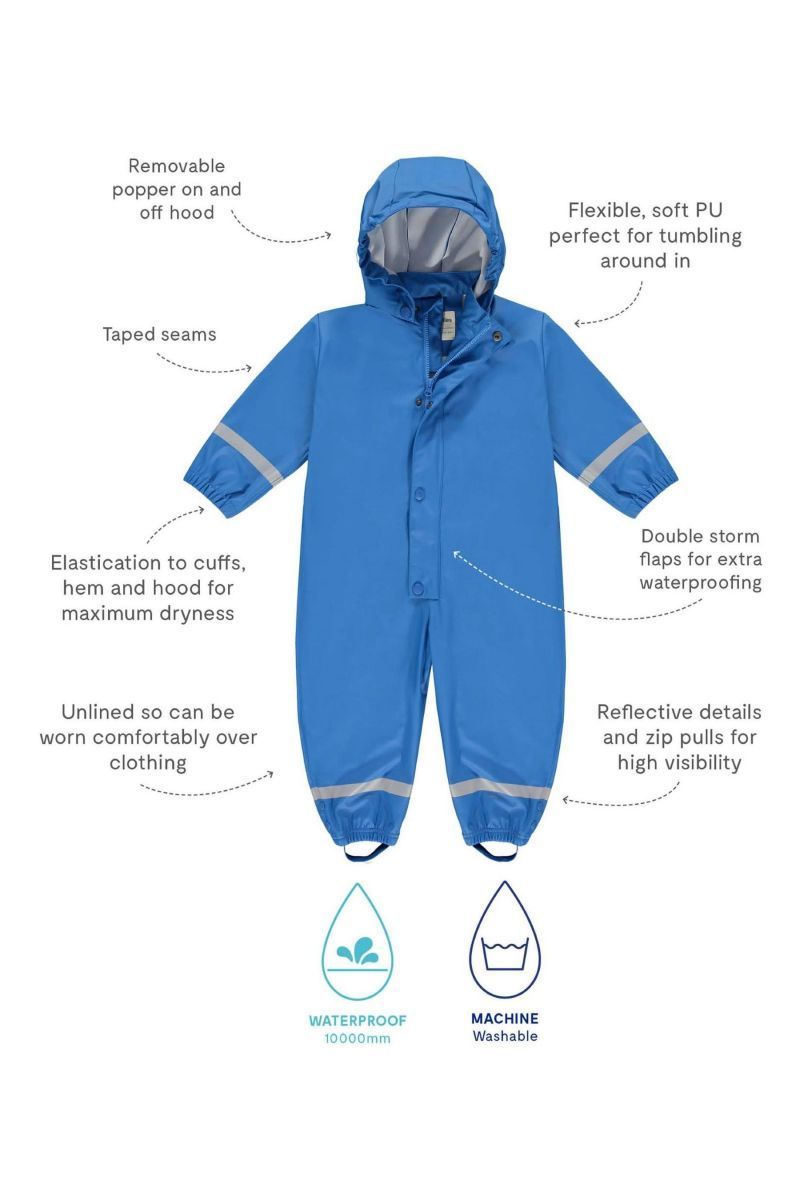 Custom Full Body Toddler Blue Pu Rainy Day All-In-One Waterproof Rain Suit