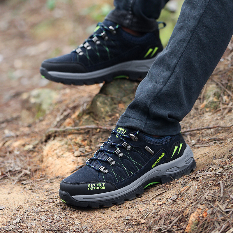 wholesale OEM outdoor sport lace up anti slip leather hiking climbing trekking men boots ankle men shoes