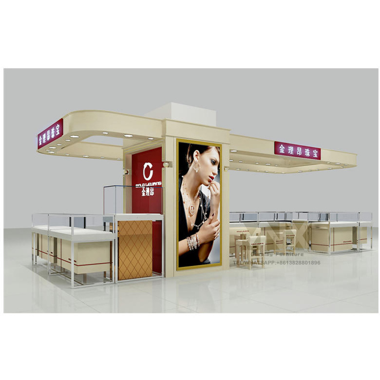 Customized Material silver display kiosk jewelry counter for gold