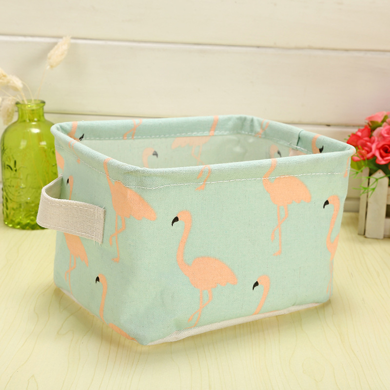 Household foldable desktop small debris canvas fabric cube finishing basket cosmetic organizer storage boxes storage basket