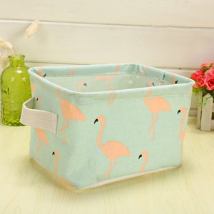 Household foldable desktop small debris canvas fabric cube finishing basket organizer storage boxes storage basket