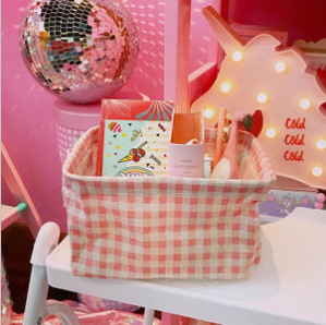 Household foldable desktop small debris canvas fabric cube finishing basket cosmetic organizer storage boxes storage basket