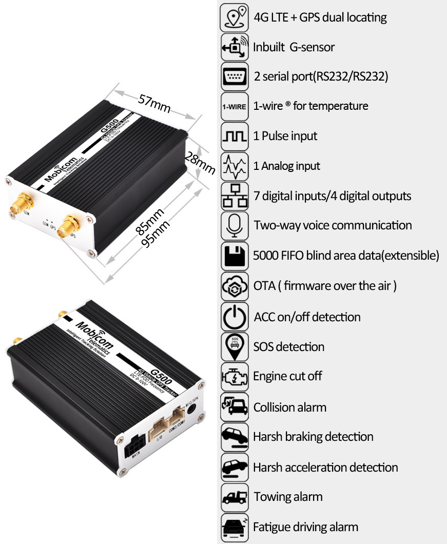 CST G500 4G LTE GPS tracker with Fuel sensor Load sensor RFID reader for fleet management