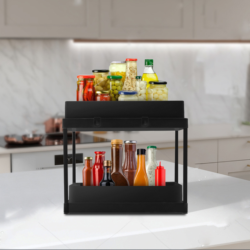 High Quality Under Sink Organizers Storage 2 Tier Slide Out Cabinet Organizer Double Sliding Cabinet Organizer Drawer