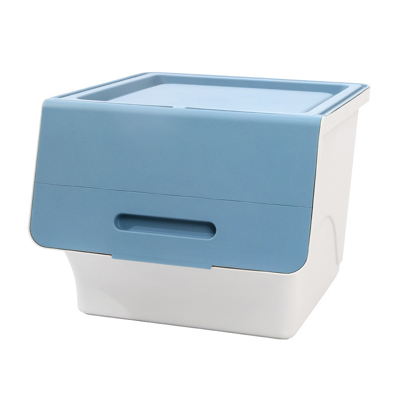 Wholesale Storage Box Plastic Front Open Organizer Box Toy  Snack Clothes Flip Collection Storage Box