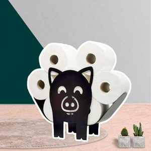 New Product Ideas 2023 Funny Pig Design Stand Roll Towel Rack Kitchen Toilet Paper Holder