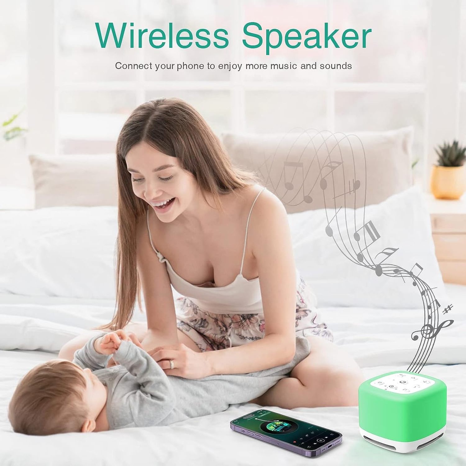 White Noise Sound Machine Bluetooth Speaker 7 Colors Night Light 40 Soothing Sounds Rechargeable Portable Kids Sound Machine