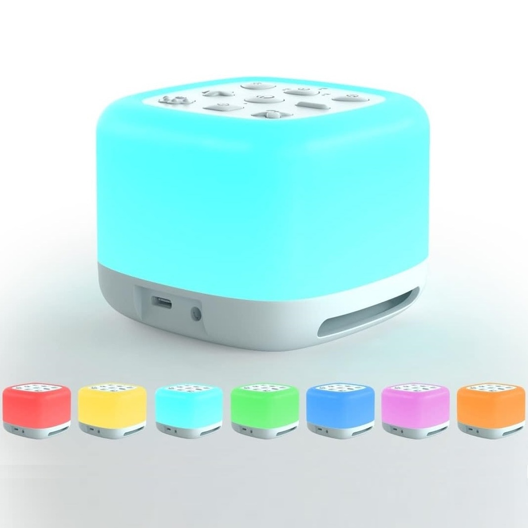 White Noise Sound Machine Bluetooth Speaker 7 Colors Night Light 40 Soothing Sounds Rechargeable Portable Kids Sound Machine