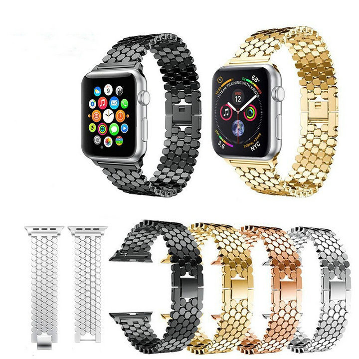 New Design Replacement Chain Watch strap For Apple Watch 6 5 40mm 44mm honeycomb Stainless Steel Watch Band For iWatch Series 7