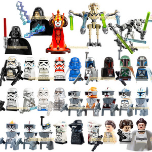 POGO Space Wars Character Figure Storm Clone Trooper General Grievous Leia Amidala Kids Building Block Figure Plastic Toy