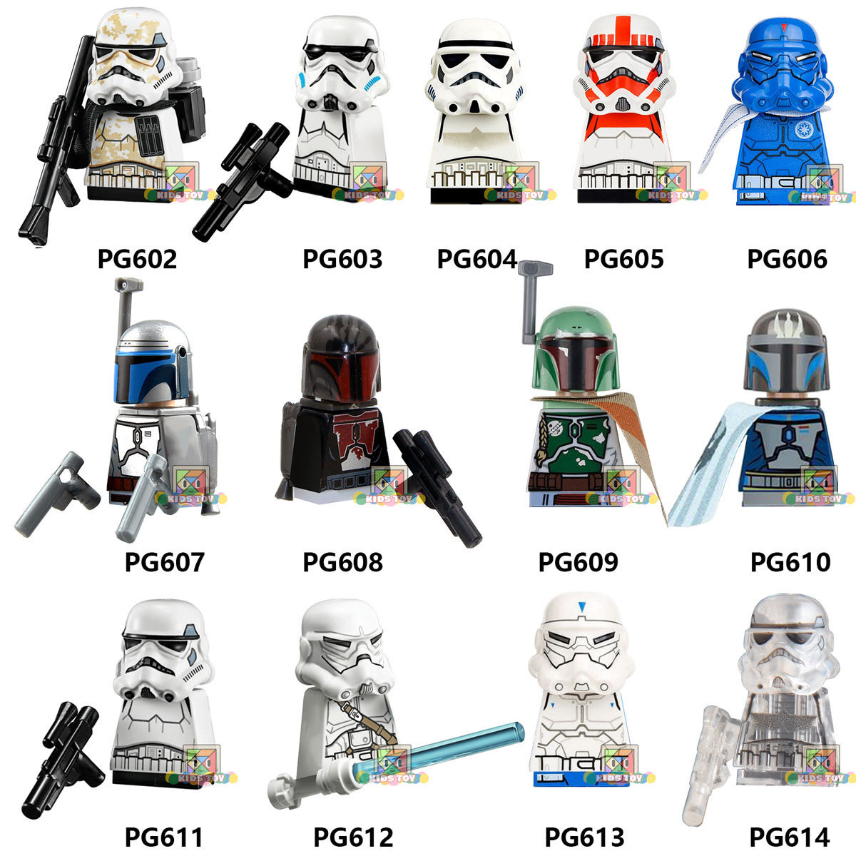 POGO Space Wars Character Figure Storm Clone Trooper General Grievous Leia Amidala Kids Building Block Figure Plastic Toy