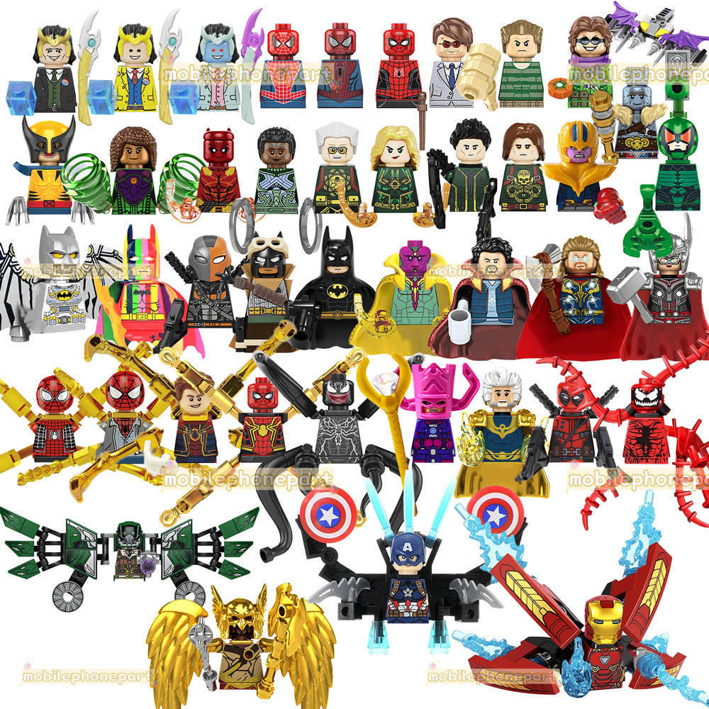 Super Heroes Movie Character Figure Thanos Thor Loki Bat Spider Iron Vision Venom Man Building Block Figure Kids Plastic Toy