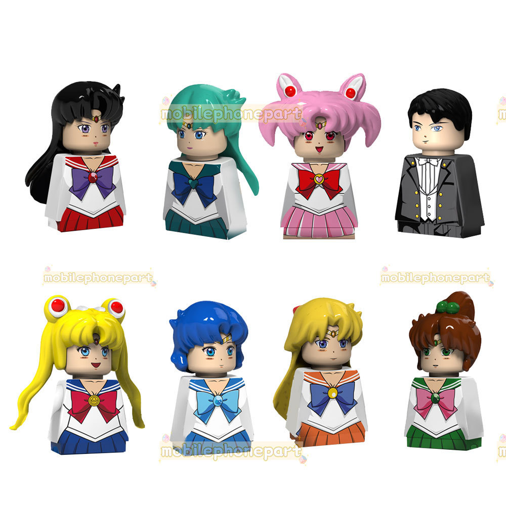 PG8156 Sailor Moon Japan Cartoon Anime Ami Heino Rei Kino Makoto Chibi Anime Building Block Figure Plastic Collect Toy