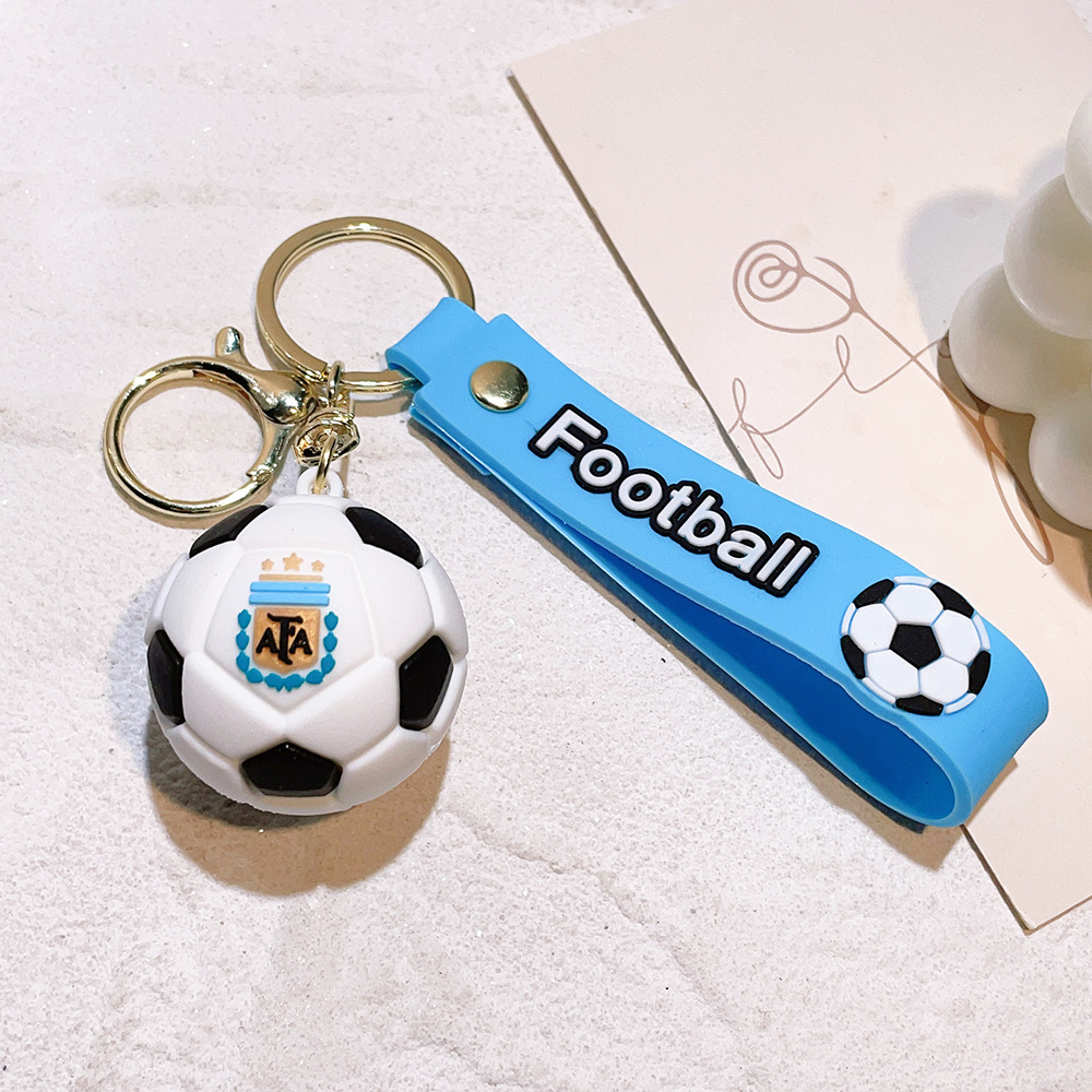 LC305 Keyring Football Messi Mbapppe  Bag Key Pendant Craft Decoration Keychain with Wrist Strap Custom 3D Soft PVC Key Chain