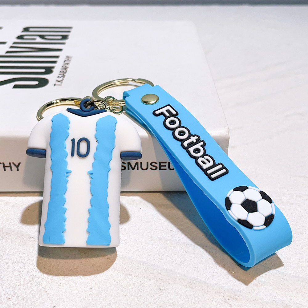 LC305 Keyring Football Messi Mbapppe  Bag Key Pendant Craft Decoration Keychain with Wrist Strap Custom 3D Soft PVC Key Chain