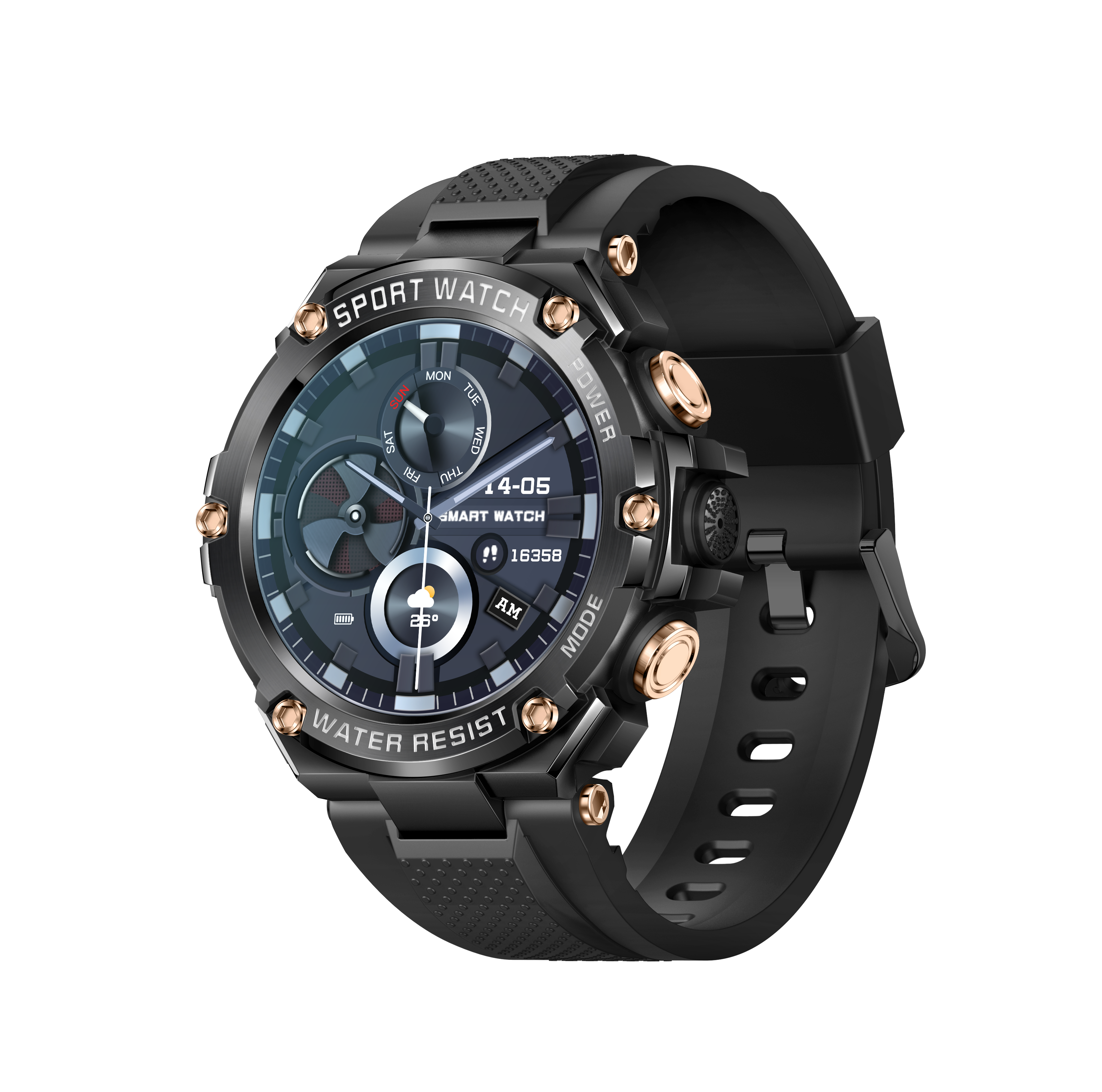 IP68 Outdoor Rugged Smart Watch 1.5inch Touch screen 600mAh long life time fitness track smart watch