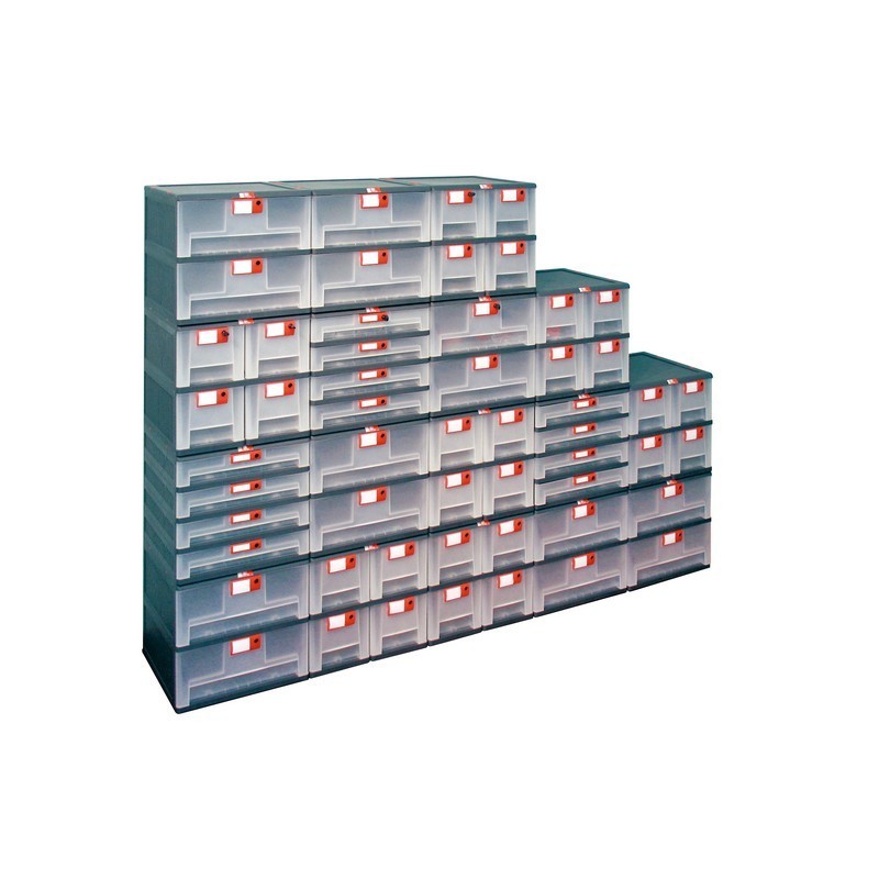 High quality drawer units with wheels and modular compositions in fully recyclable PP - polypropylene