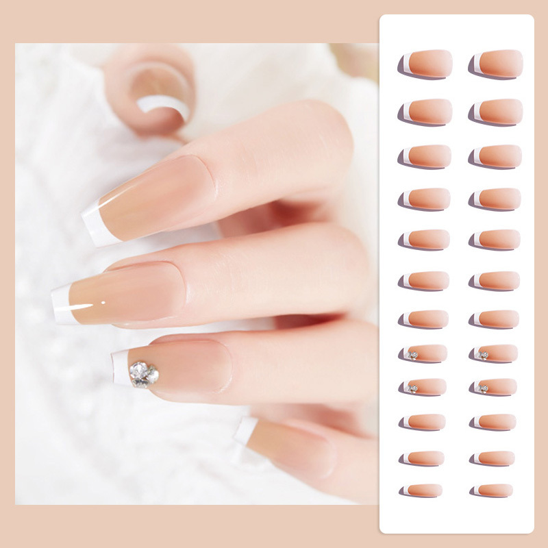 Wholesale Press on Nails Medium Nude  Nails with Glue artificial fingernails French Almond Reusable Acrylic False Nails