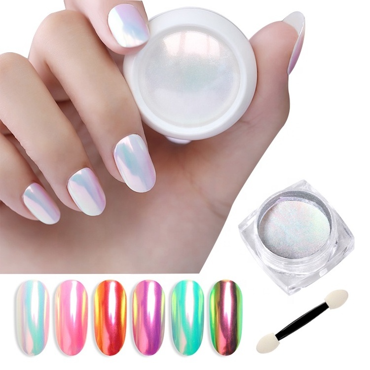 Holographic Nail Powder Nail Art Acrylic Glitter Powder Shrink Chrome Pigment DIY Manicure Nail Accessories Design