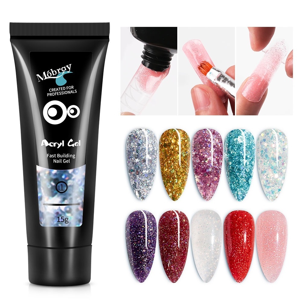 Mobray nail manufacturer supplies Wholesale nail extension poly nail gel start kit with uv led lamp OEM ODM private label