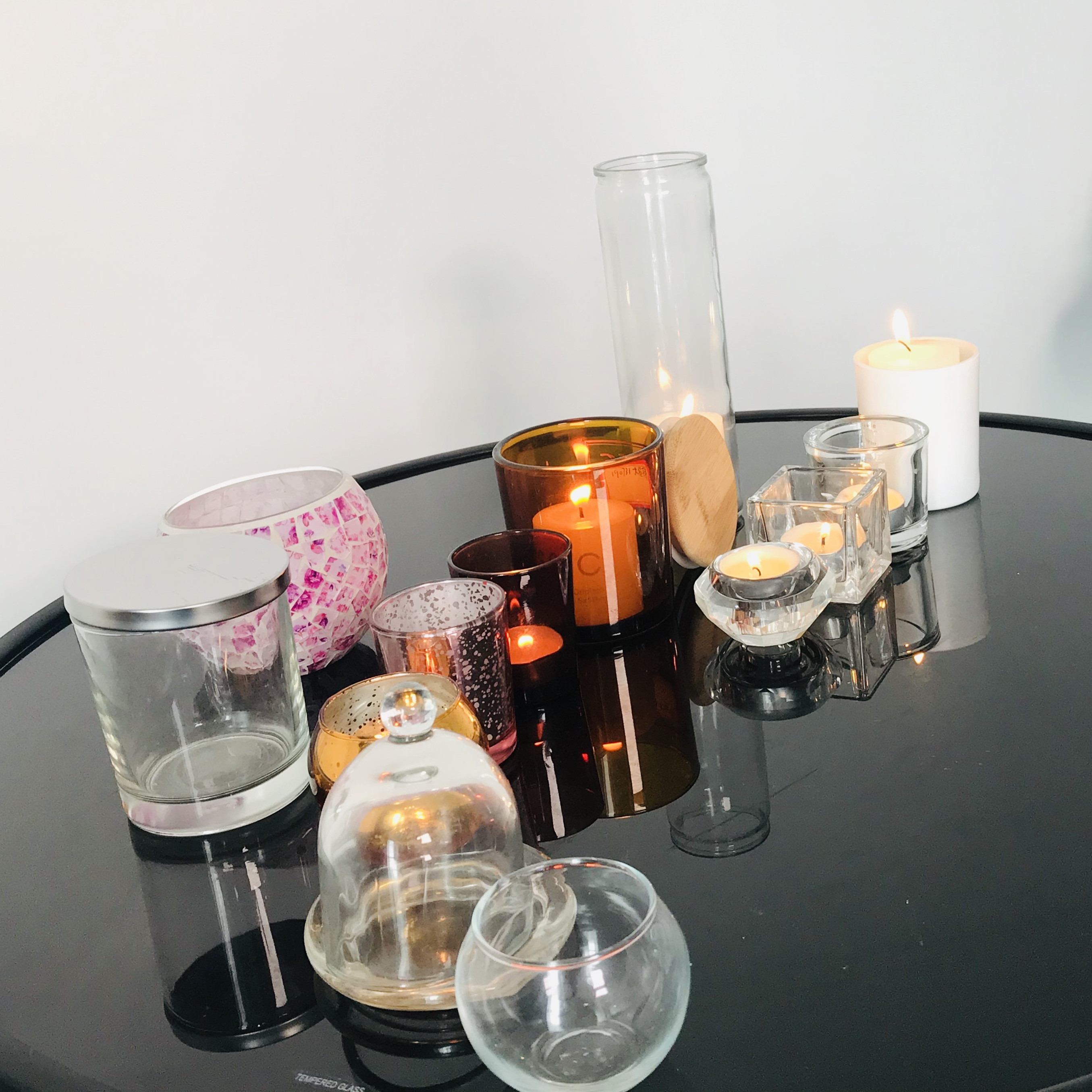 Ready to Ship Bubble Round Glass Candle Holder 5cm 6cm 7cm 8cm 9cm 10cm Candle Stand Custom Logo Glass Jar