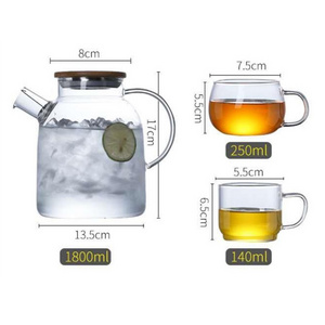 Glass Kettle 1800ml Stove-top Safe Heat Resistant Borosilicate Pitcher Carafe Teapot No-Dripping Great For Tea Juice Water