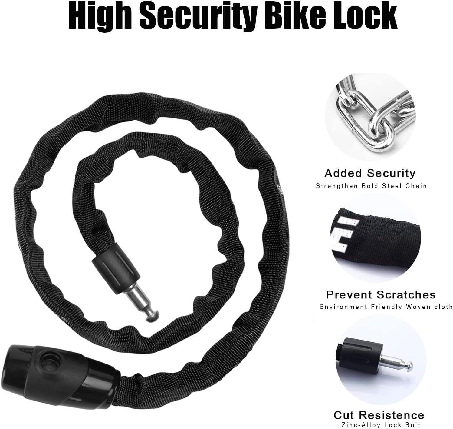 Bike Chain Lock  Heavy Duty Anti-Theft Chain Lock Large  Lock for Motorcycle bike