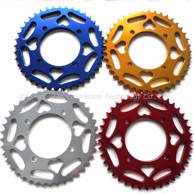 cnc machined customized anodized aluminum motorcycle Chain Sprocket For Pit Dirt Trail Bike racing