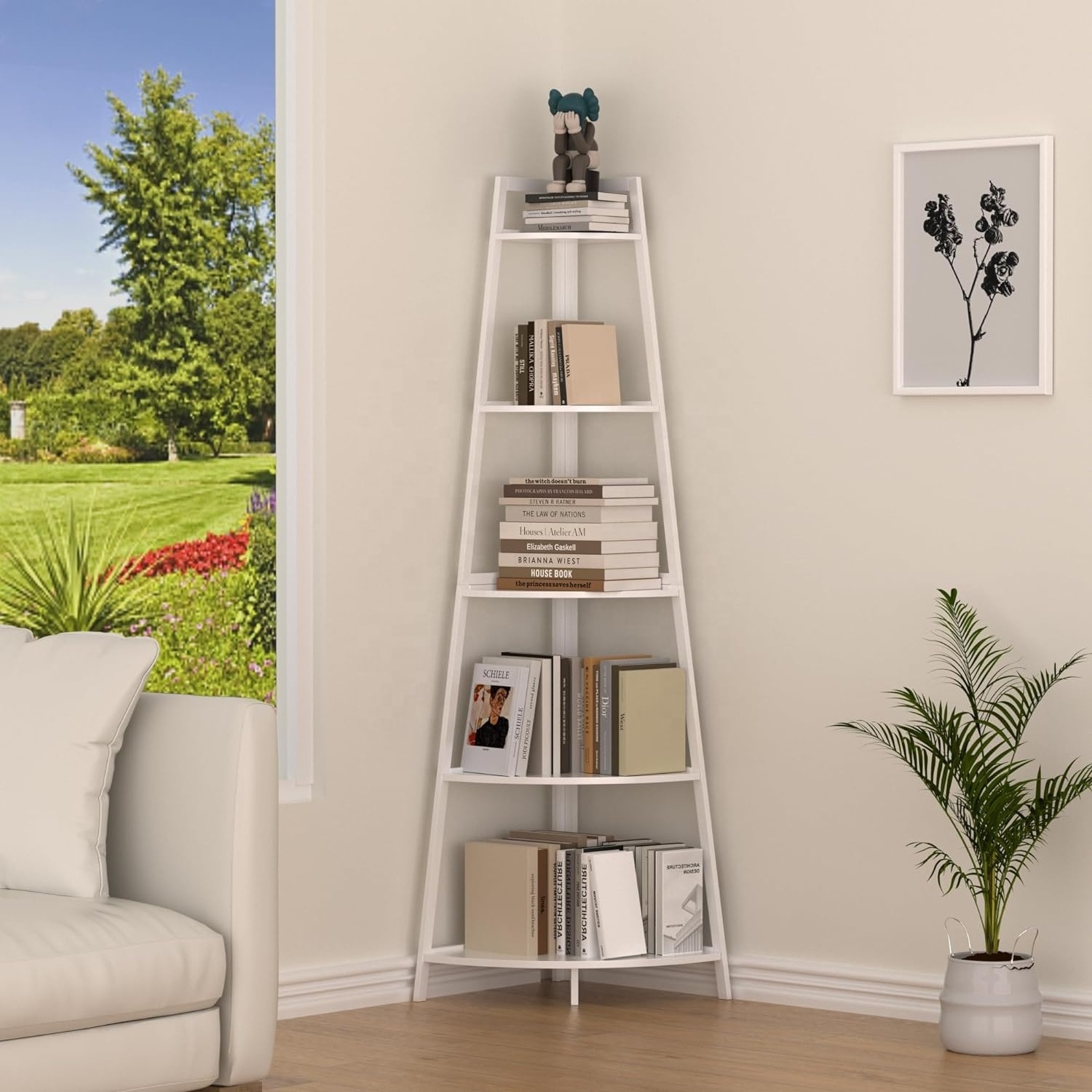 5-tier Corner Shelf , Bookcase, Standing Shelf, Corner Bookcase for Displaying Plant Flowers, Storage Shelf