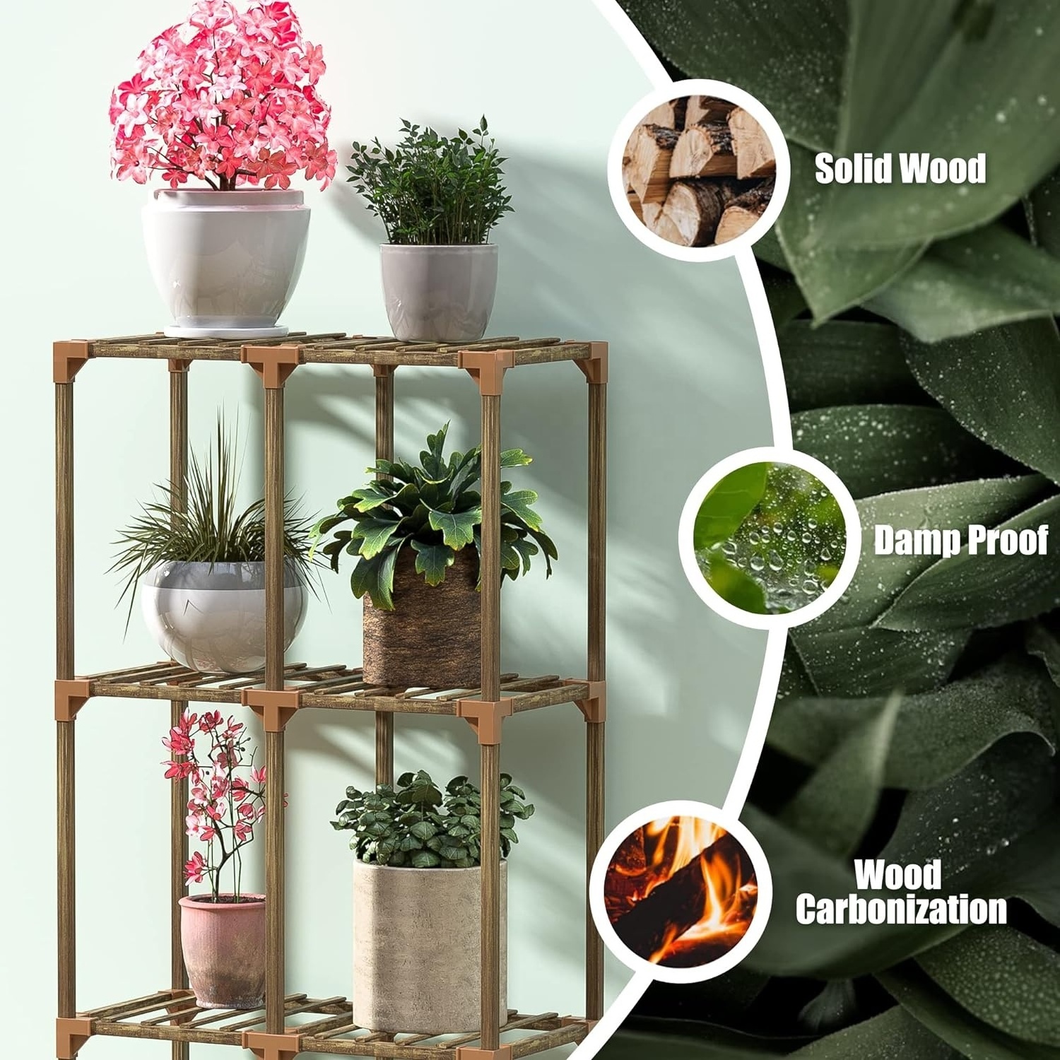 DIY Plant Stand Indoor, Bamboo Plant Shelf, Corner Plant Holder, Tiered Ladder Flower Stand, Window Plant Rack ,Natural