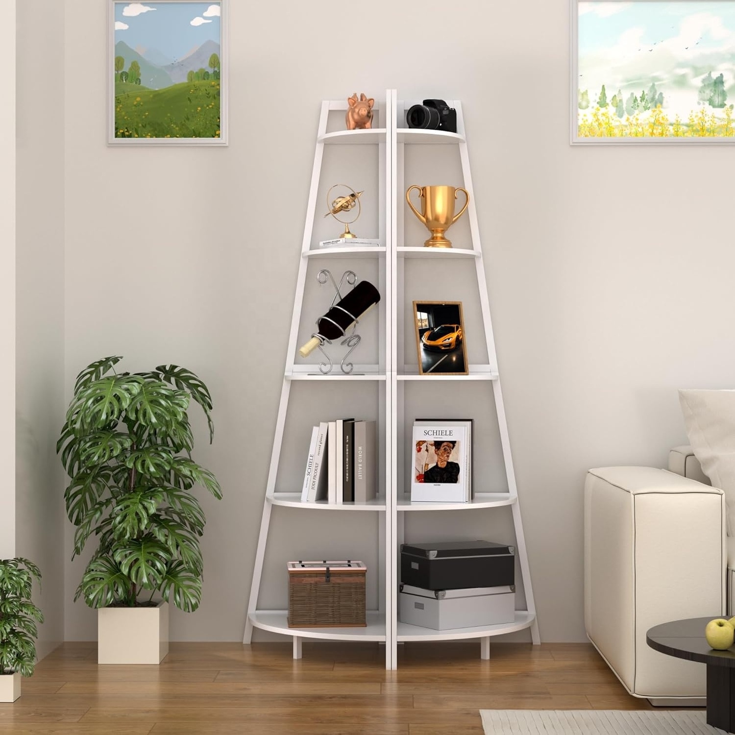 5-tier Corner Shelf , Bookcase, Standing Shelf, Corner Bookcase for Displaying Plant Flowers, Storage Shelf