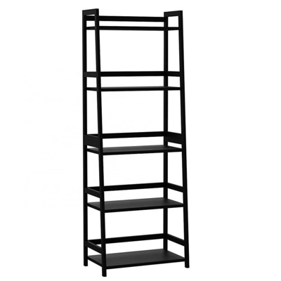 5 Tier Tall Bookcase,Storage Bookshelf Modern Open Ladder Shelf for Bedroom, Living Room, Bathroom, Kids Room, Office (Black)