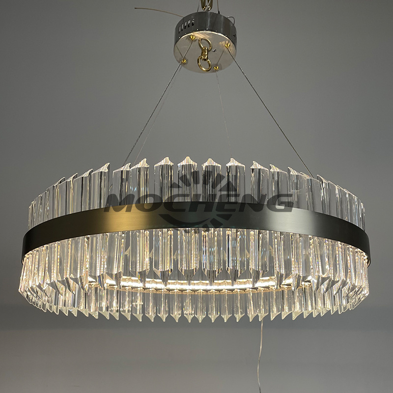 Post Modern Luxury Glass Chandelier Hotel Restaurant Living Room Chandelier Lighting Fixtures Circular Decorative Art LED Custom