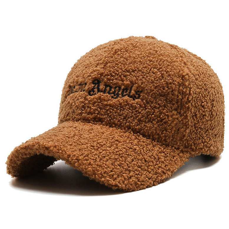 Cotton 5 Panel Hat Baseball Cap Customized Logo Design Winter Warm Fluffy Dad Hats Faux Teddy Fur Baseball Cap For Women