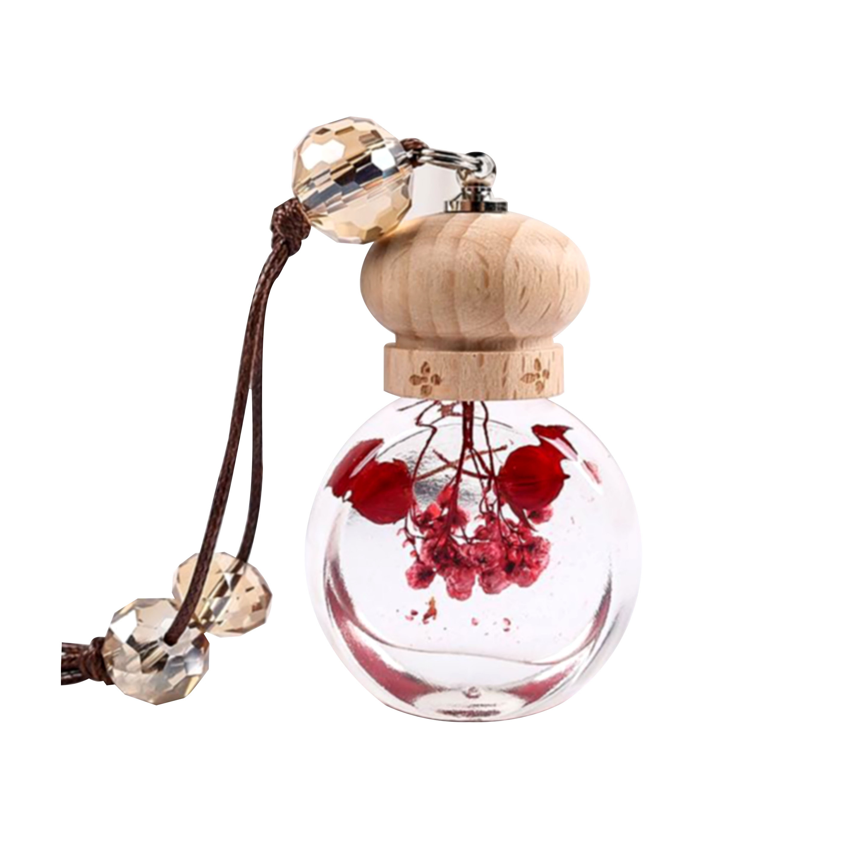 Hot sell empty car fragrance bottle clear ball shape glass perfume diffuser bottle with dry flower