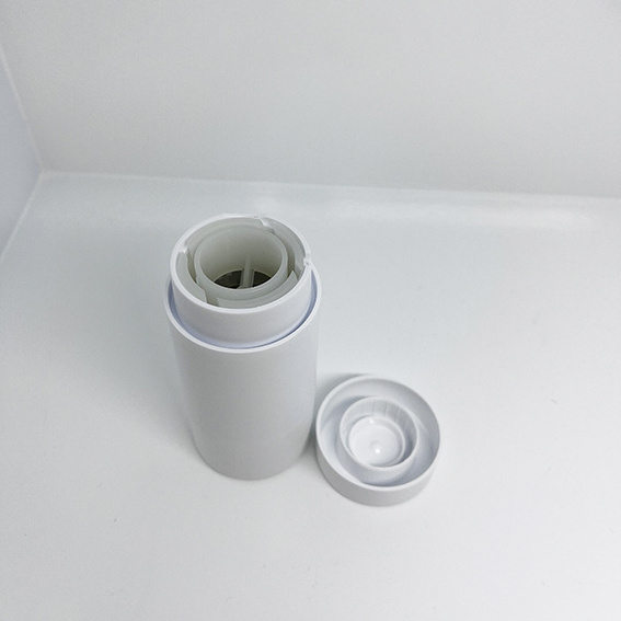 Eco-friendly Matte frost white surface cylinder AS twist up deodorant tube container 75g