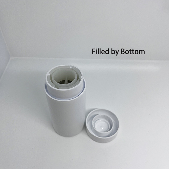 Eco-friendly Matte frost white surface cylinder AS twist up deodorant tube container 75g