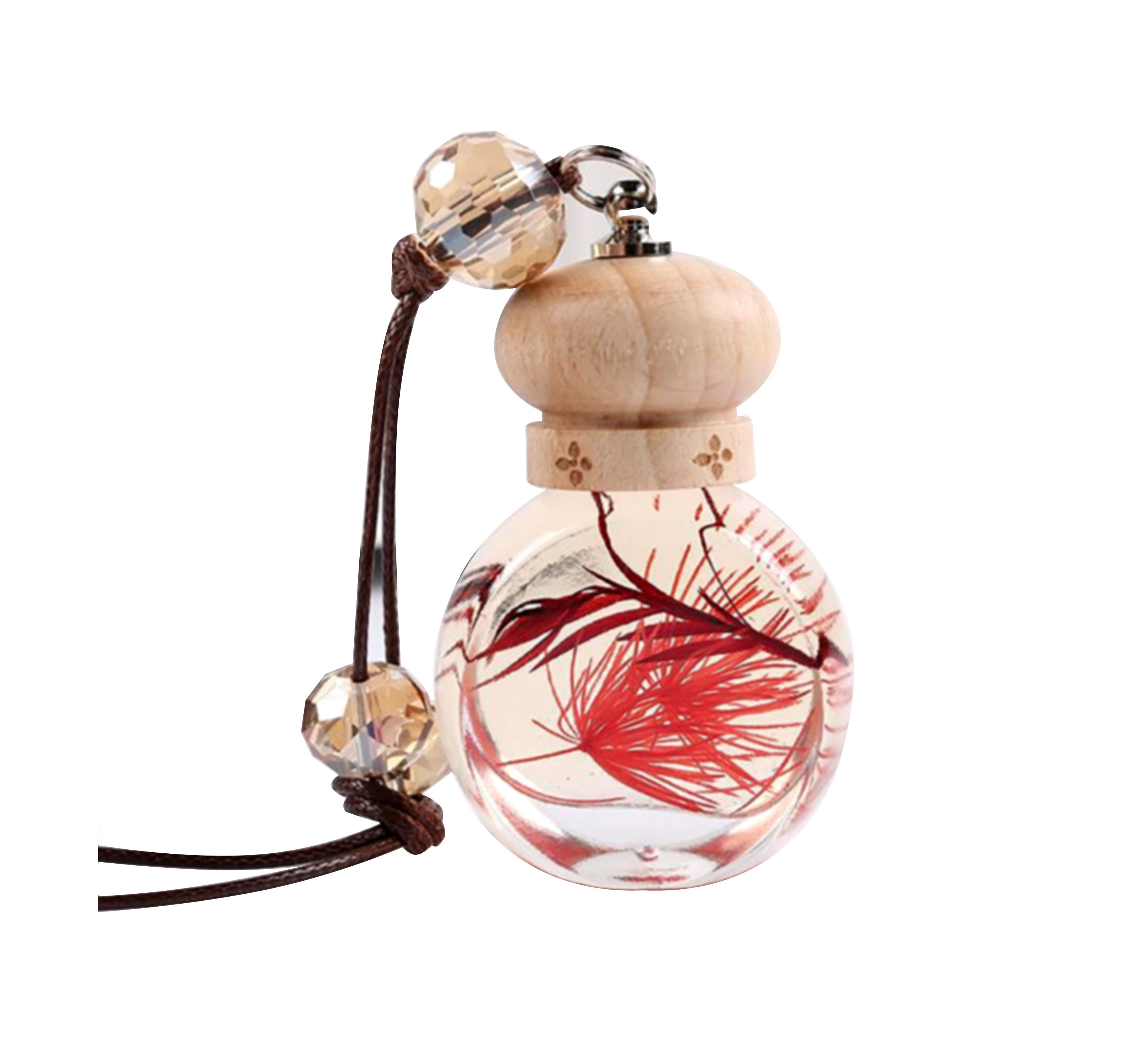 Hot sell empty car fragrance bottle clear ball shape glass perfume diffuser bottle with dry flower