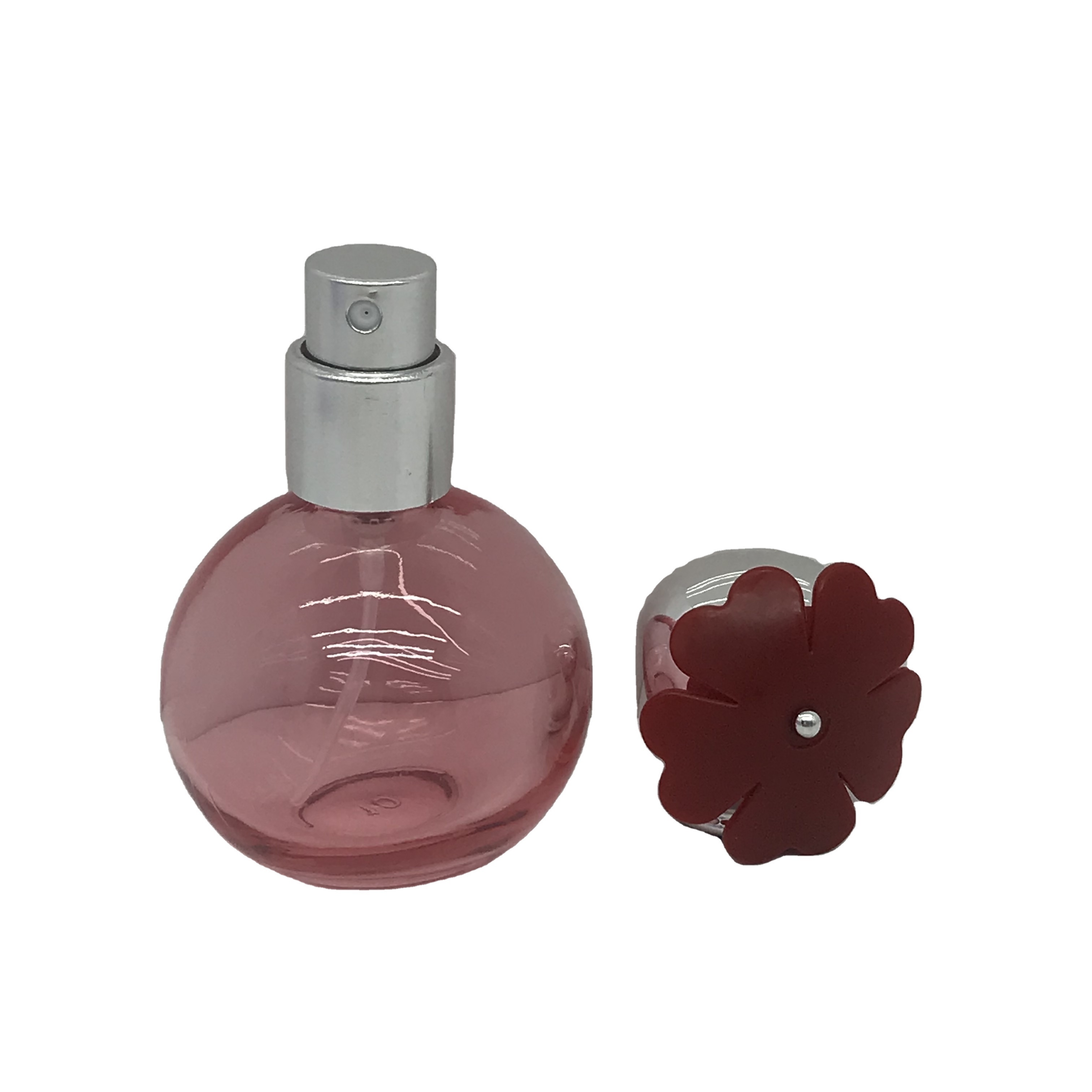 Wholesale 30ml ball shape cute perfume bottle empty pink flower perfume bottle