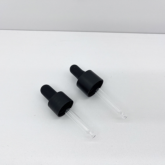 18mm 20mm matte black white smooth closure glass dropper top clear glass pipette for 30 ml GL18 glass bottle