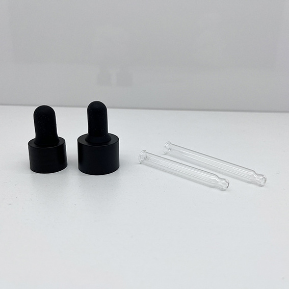 18mm 20mm matte black white smooth closure glass dropper top clear glass pipette for 30 ml GL18 glass bottle