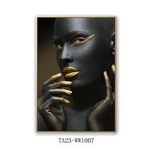 Beauty Wall Art - Golden Black Woman Poster Canvas Painting for Living Room Wall Decor Unframed